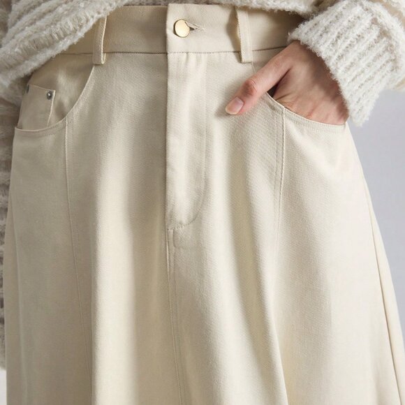 Apricot Minimalist Women's A-Line Midi Skirt - Picture 6 of 6